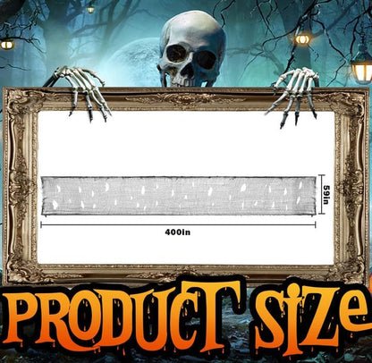 Large Size 400" X 59" Halloween Creepy Cloth - Black Creepy Spooky Halloween Decorations - Large Size Scary Creepy Gauze for Halloweens Party Supplies Stairway Window Table Doorways Decor