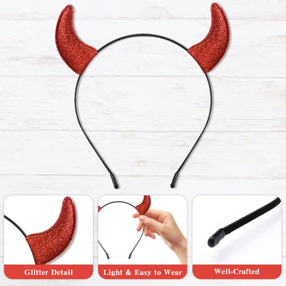 Sparkling Red Devil Horns Headband - Perfect Halloween Accessory for Cosplay & Parties! 🎃👹✨