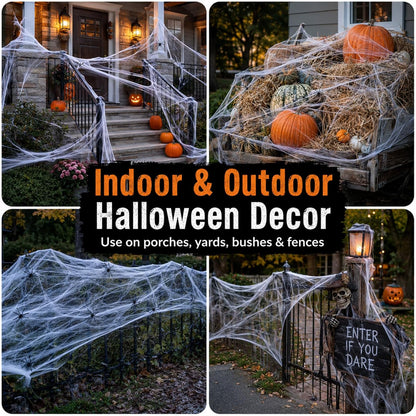 1000 Sqft Spider Webs Halloween-Decorations Halloween Spider Web Cobwebs Halloween Decorations with 40 Fake Spiders Super Stretch Cobwebs for Halloween Decor Outdoor