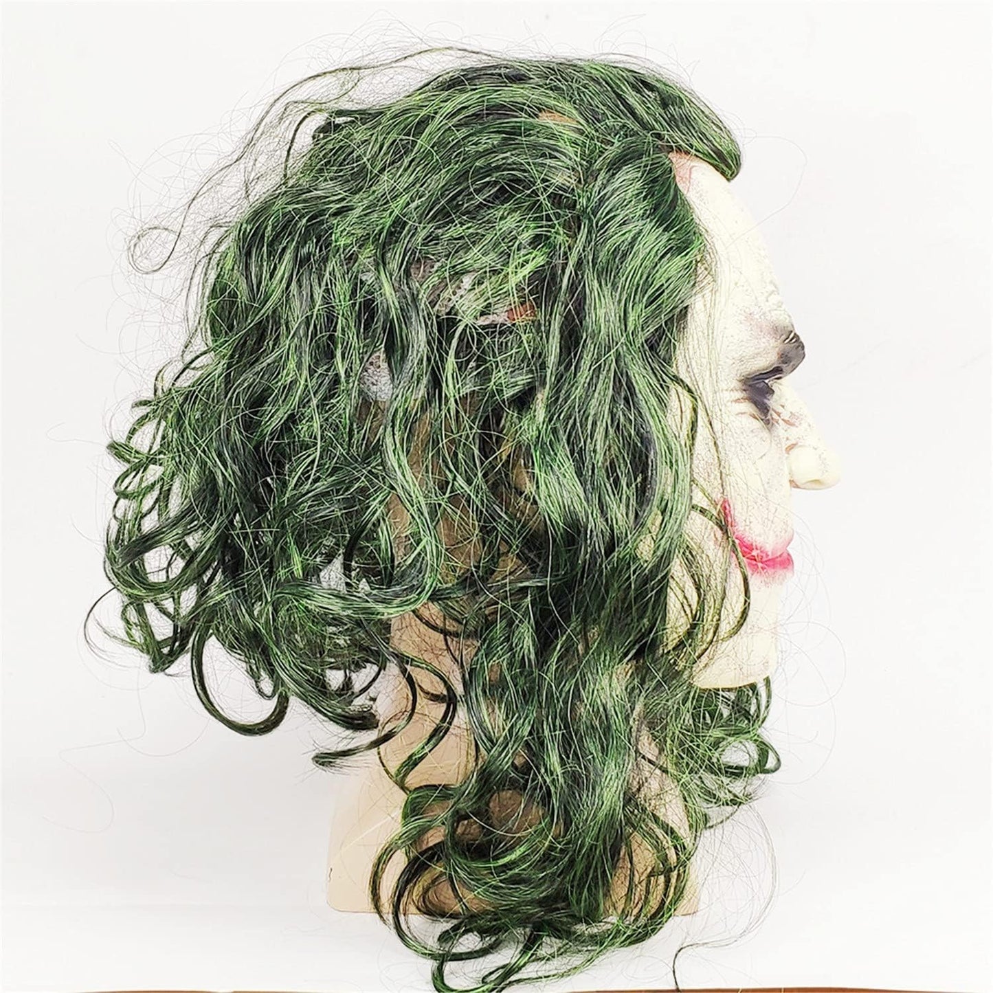 Latex Mask Costume Cosplay Man Smile Mask with Green Hair Halloween Adult Role Play Costumes Dress up Garden Yard Party Props