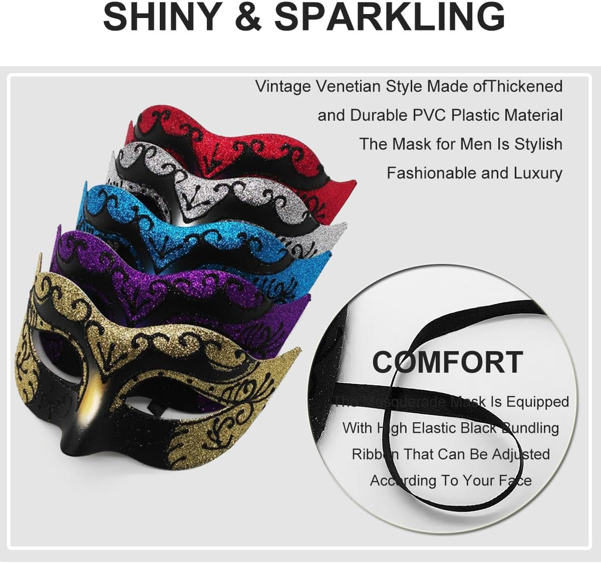 Masquerade Mask for Men Women Couple Venetian Mask for Halloween Mardi Gras Costume Party Ball