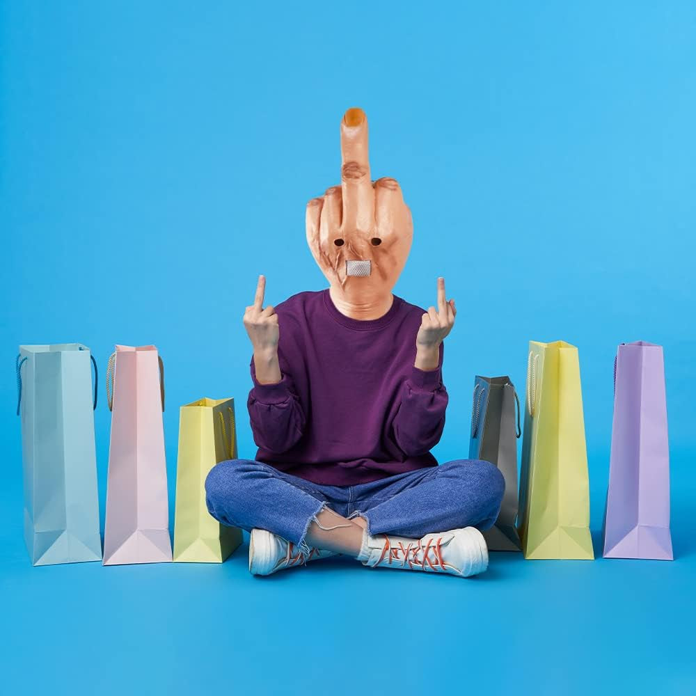 Middle Finger Funny Head Mask Costume Party Prop Adult Middle Finger Mask