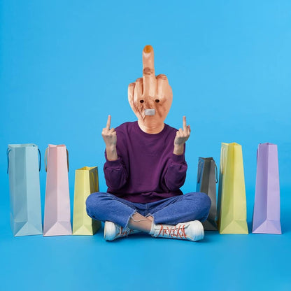Middle Finger Funny Head Mask Costume Party Prop Adult Middle Finger Mask