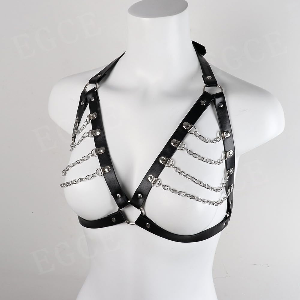 Elevate Your Halloween Look with This Punk Adjustable Layered Chest Chain! Perfect for Cosplay and Beyond! 🖤✨