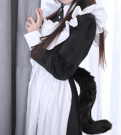 Get Ready for Halloween with Our Fluffy Faux Fur Fox Mask, Wolf Cat Tail, and Chic Leather Necklace Set! 🦊🎉✨