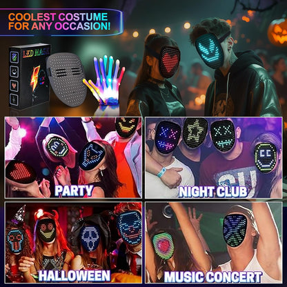 Led-Mask Gloves Cool Stuff Glow Toys for Kids Adult Boys 2026 | Gesture Sensing Rechargeable Light up Costume Cos Glow in Dark, Xmas Gifts for Boys Teen Age 8 9 10+