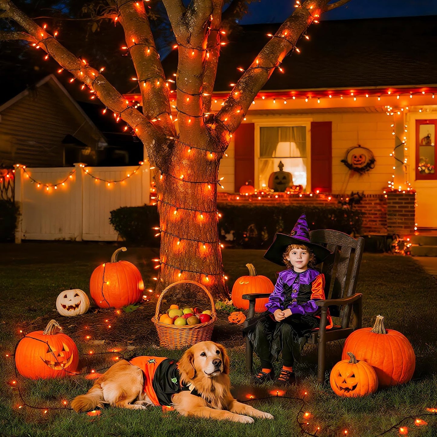 500 LED Orange Halloween Lights, 173Ft String Lights with Remote | Waterproof, 8 Modes, Indoor Outdoor Halloween Lights for Party House Tree Fireplace Thanksgiving Xmas Halloween Decorations