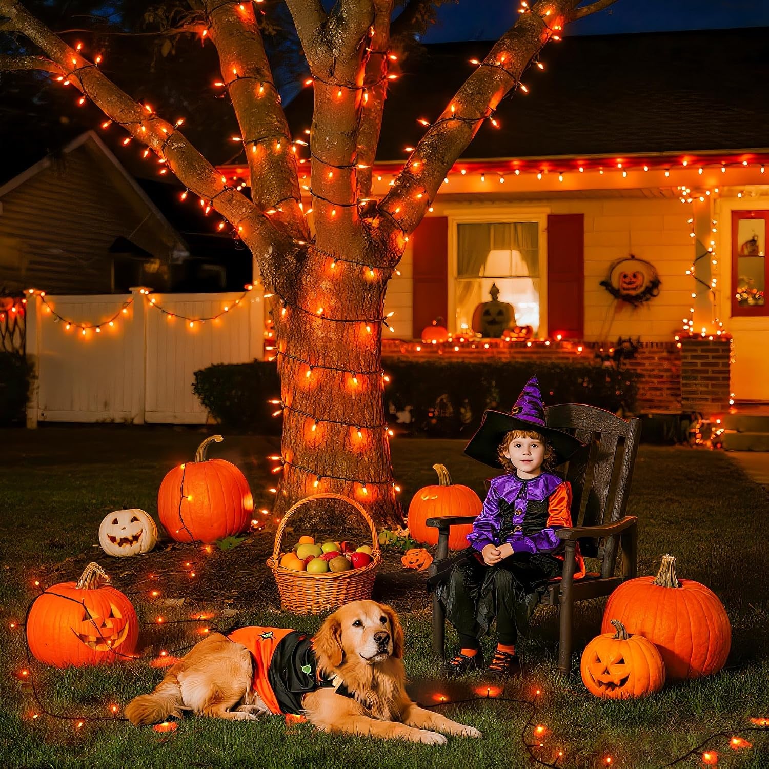 500 LED Orange Halloween Lights, 173Ft String Lights with Remote | Waterproof, 8 Modes, Indoor Outdoor Halloween Lights for Party House Tree Fireplace Thanksgiving Xmas Halloween Decorations