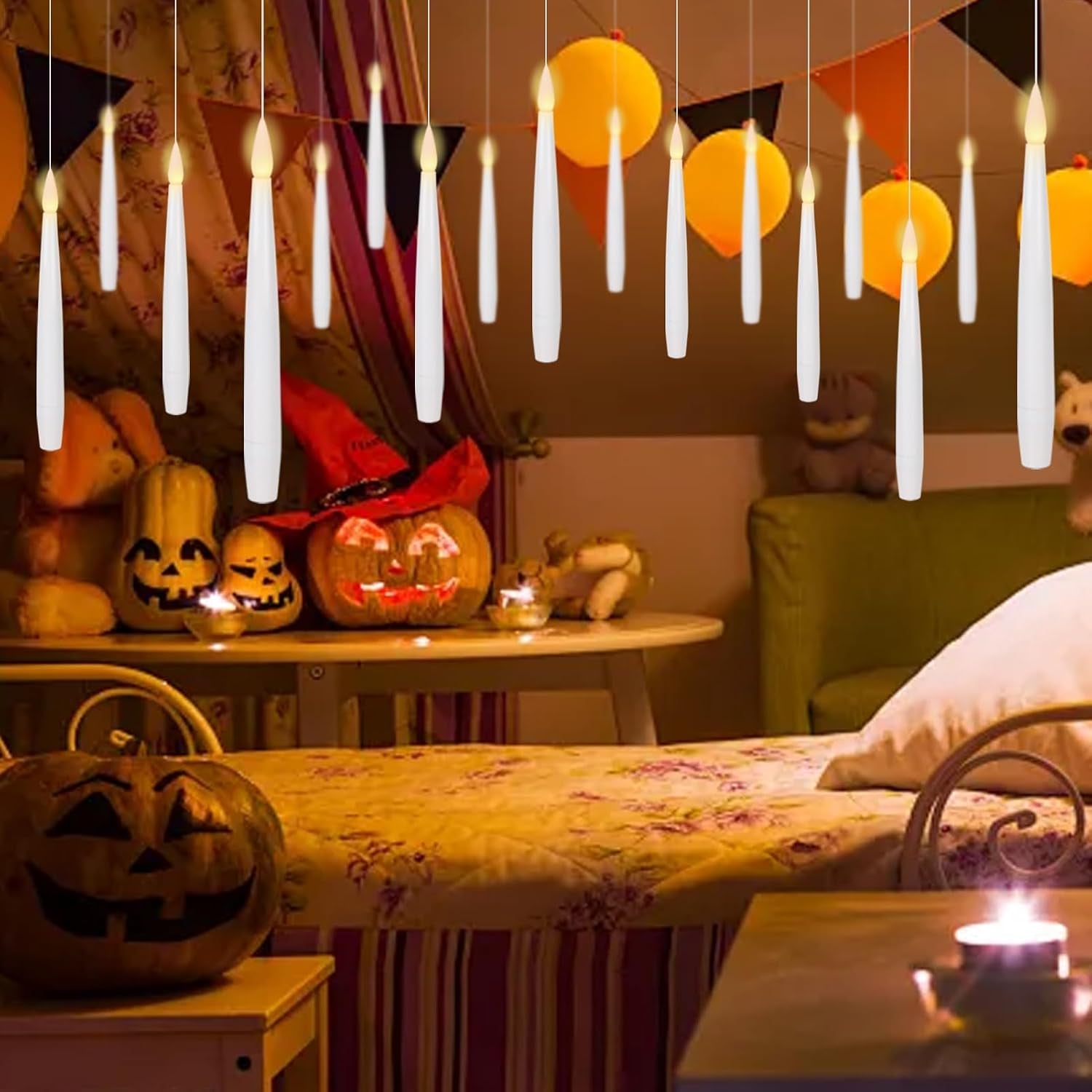 Transform your space this Halloween & Christmas with our 22Pcs Floating Flameless Candles! ✨🕯️ Perfect for a magical touch, these battery-operated flickering candles come with a remote timer. Let's light up your celebrations! #HomeDecor #HolidayVibes