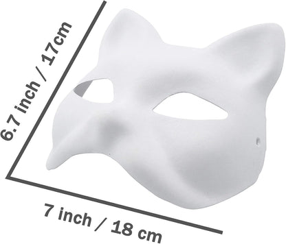 Fox Mask DIY Paintable Cosplay Accessories Mask for Party Masquerade Costume Halloween, Pack of 5