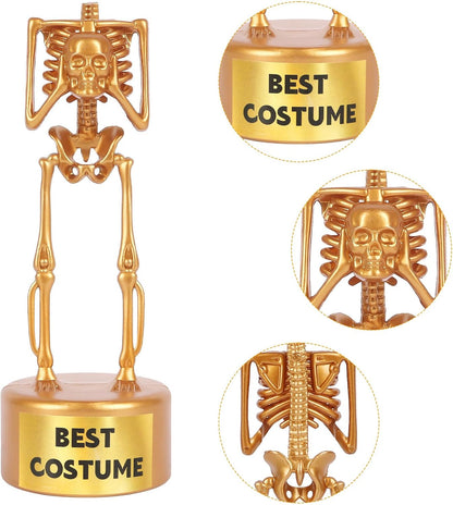 6 Pack Halloween Best Costume Skeleton Trophy, Halloween Skull Party Prizes Gold Bones Game Awards Costume Contest Event Trophy for Kids Goodie Bag Fillers School Classroom Rewards Treats