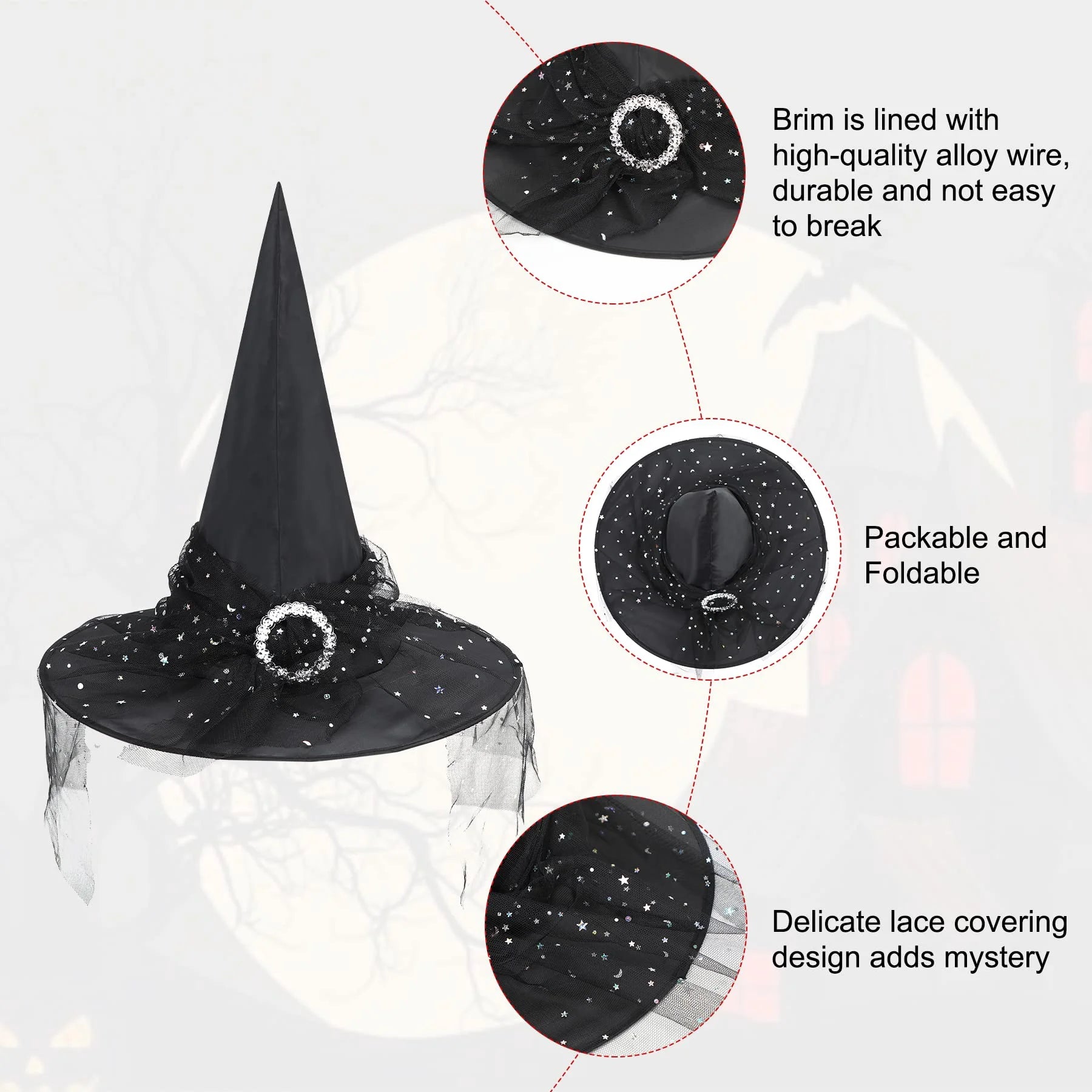 Spooktacular Black Witch Hat with Veil - Perfect for Your Halloween Look! 🎃✨ #WitchVibes #HalloweenFashion