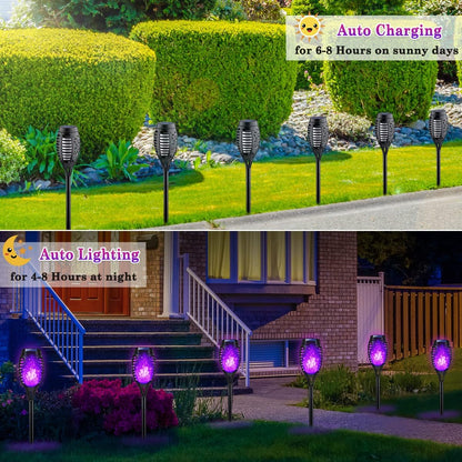 Light Up Your Halloween with Purple Flame Solar Lights! Perfect for Outdoor Decor & Spooky Vibes! 🌙🎃✨
